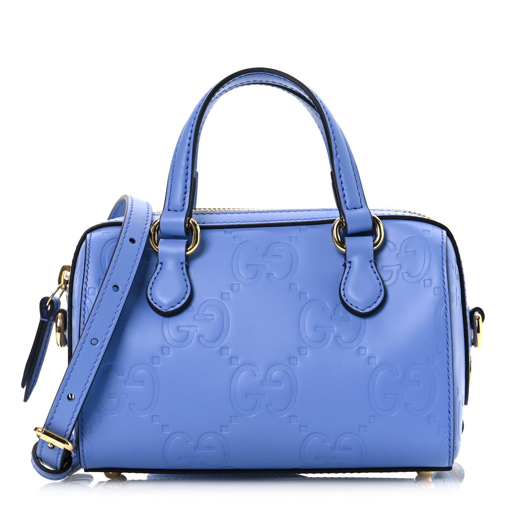 Gilbert Calfskin Jumbo GG Embossed Super Mini Top Handle Bowler Bag Bloom Lavender