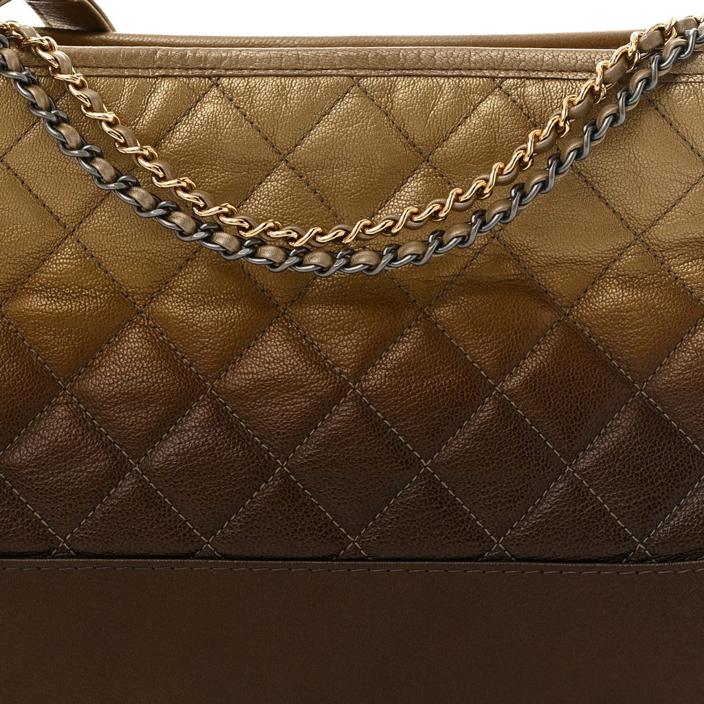 Metallic Goatskin Quilted Medium Gabrielle Hobo Dark Gold Bronze