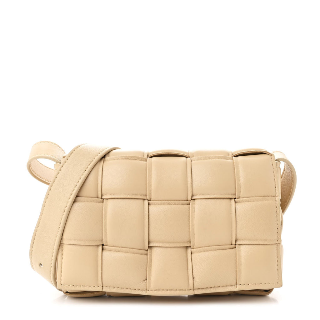 Nappa Maxi Intreccio Small Padded Cassette Crossbody Bag Porridge