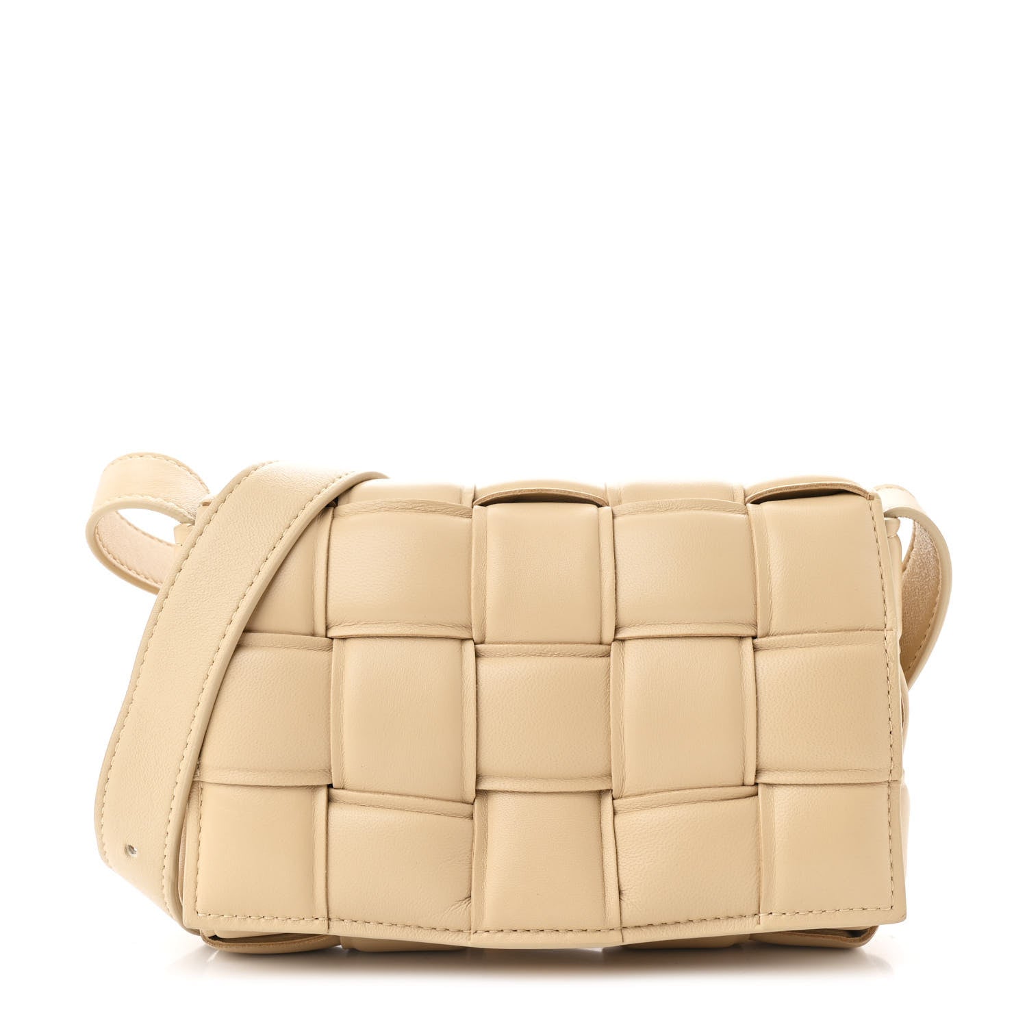 Nappa Maxi Intreccio Small Padded Cassette Crossbody Bag Porridge