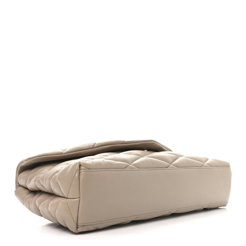 Lambskin Quilted Sade Puffer Envelope Clutch Dark Beige