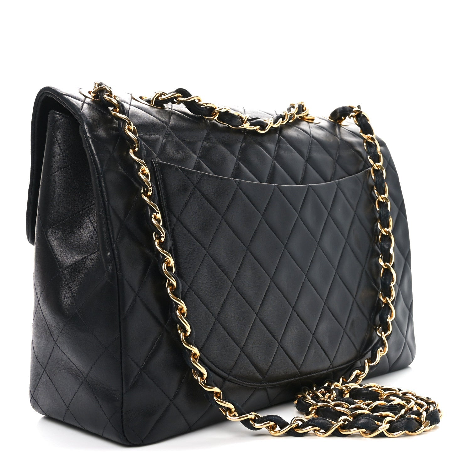 Lambskin Quilted XL Jumbo Single Flap Black