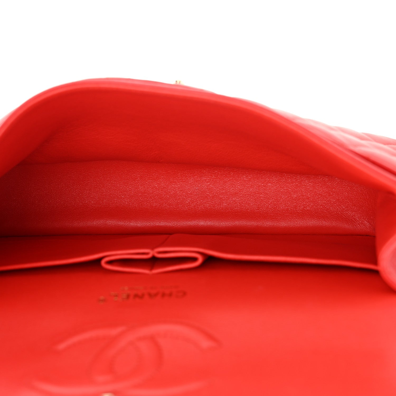Lambskin Quilted Medium Double Flap Red