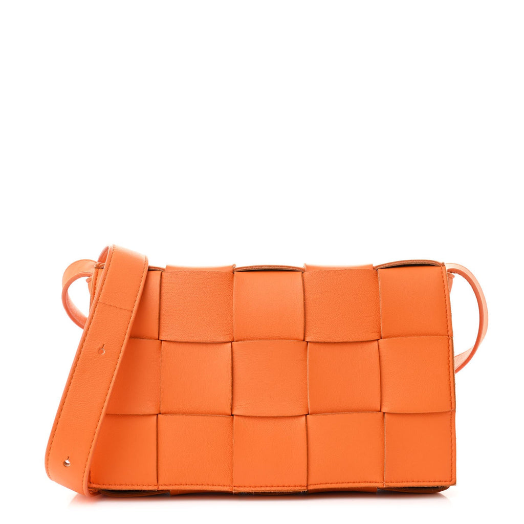 Lambskin Maxi Intrecciato Cassette Crossbody Bag Tangerine