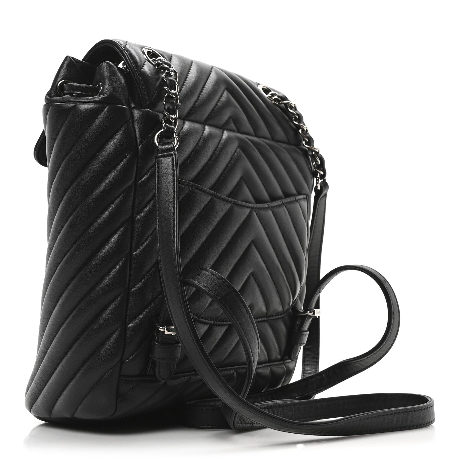 Lambskin Chevron Quilted Small Urban Spirit Backpack Black