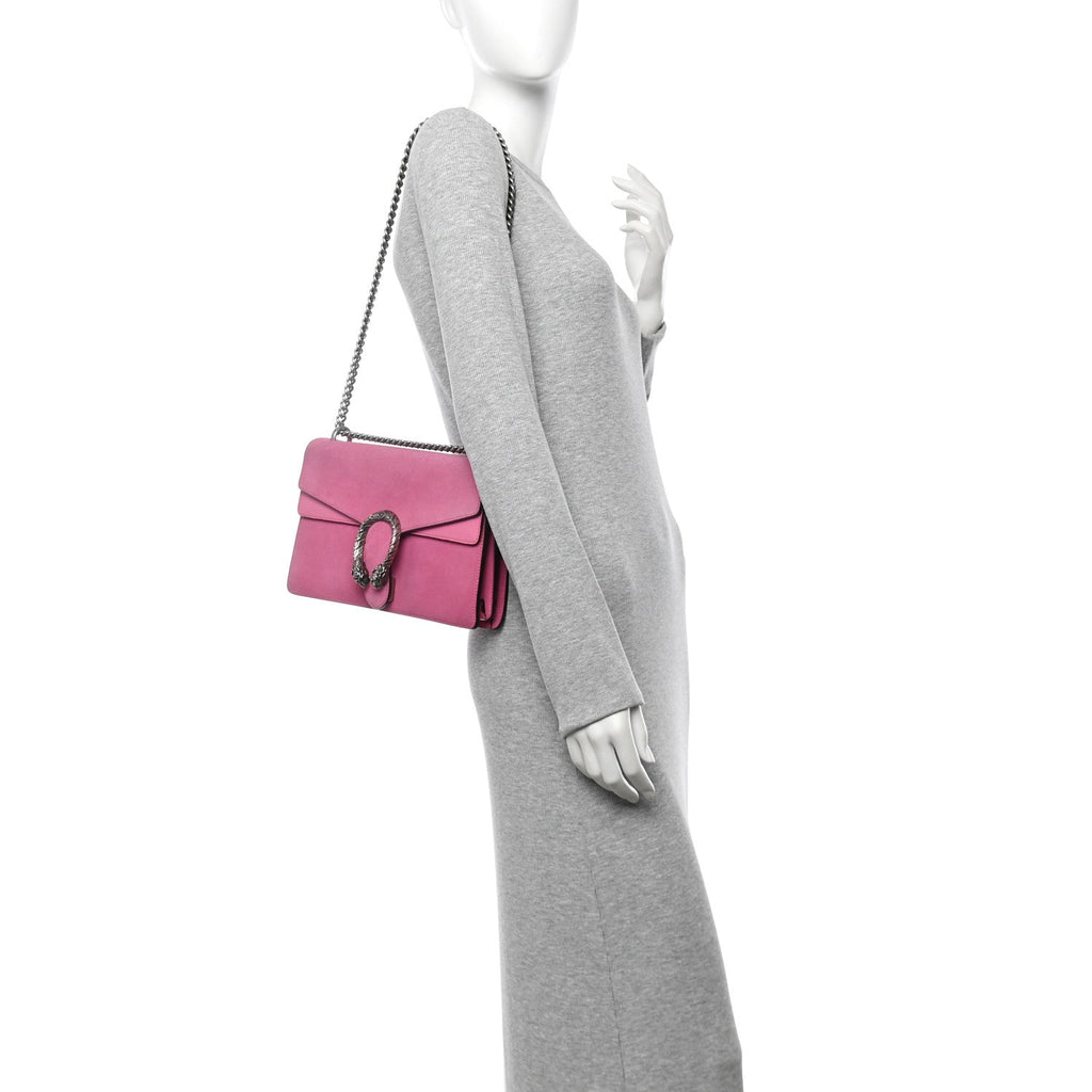 Suede Cudu Vitello Velvet Small Dionysus Shoulder Bag Pink Tropical Flower