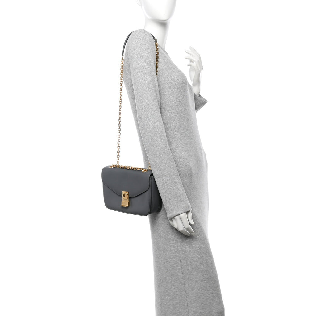 Shiny Calfskin Medium C Bag Grey
