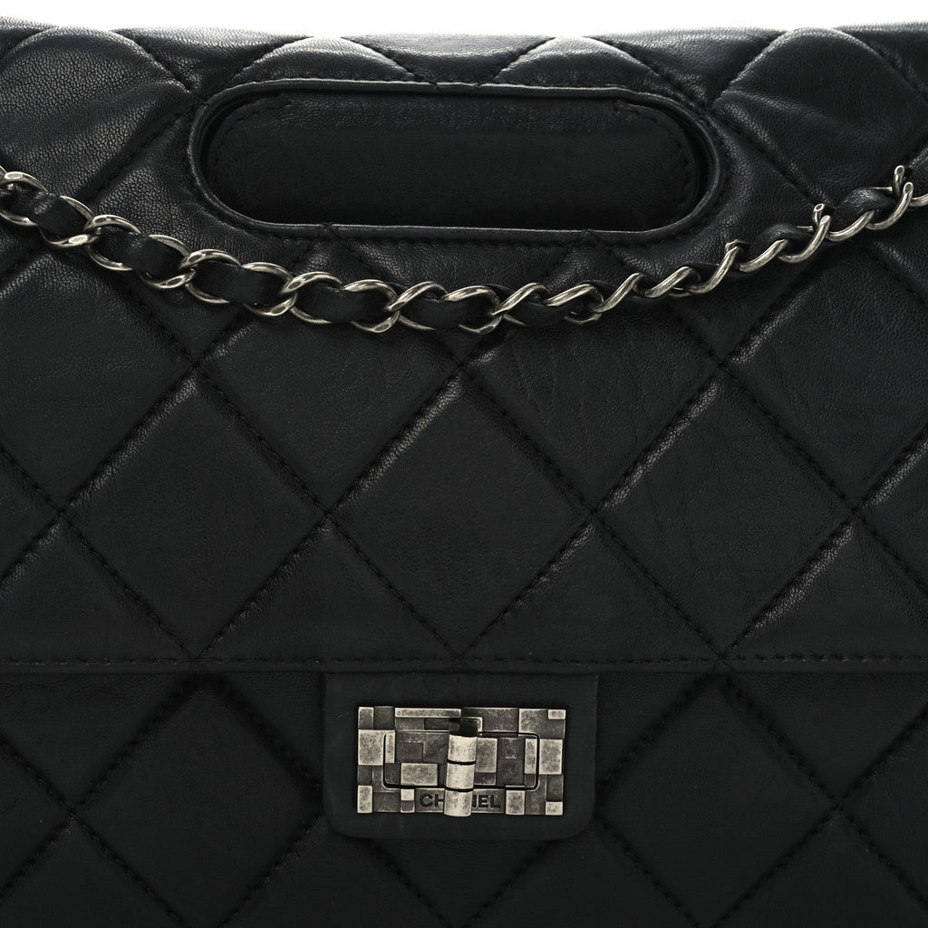 Washed Lambskin Jumbo Take Away Flap Black