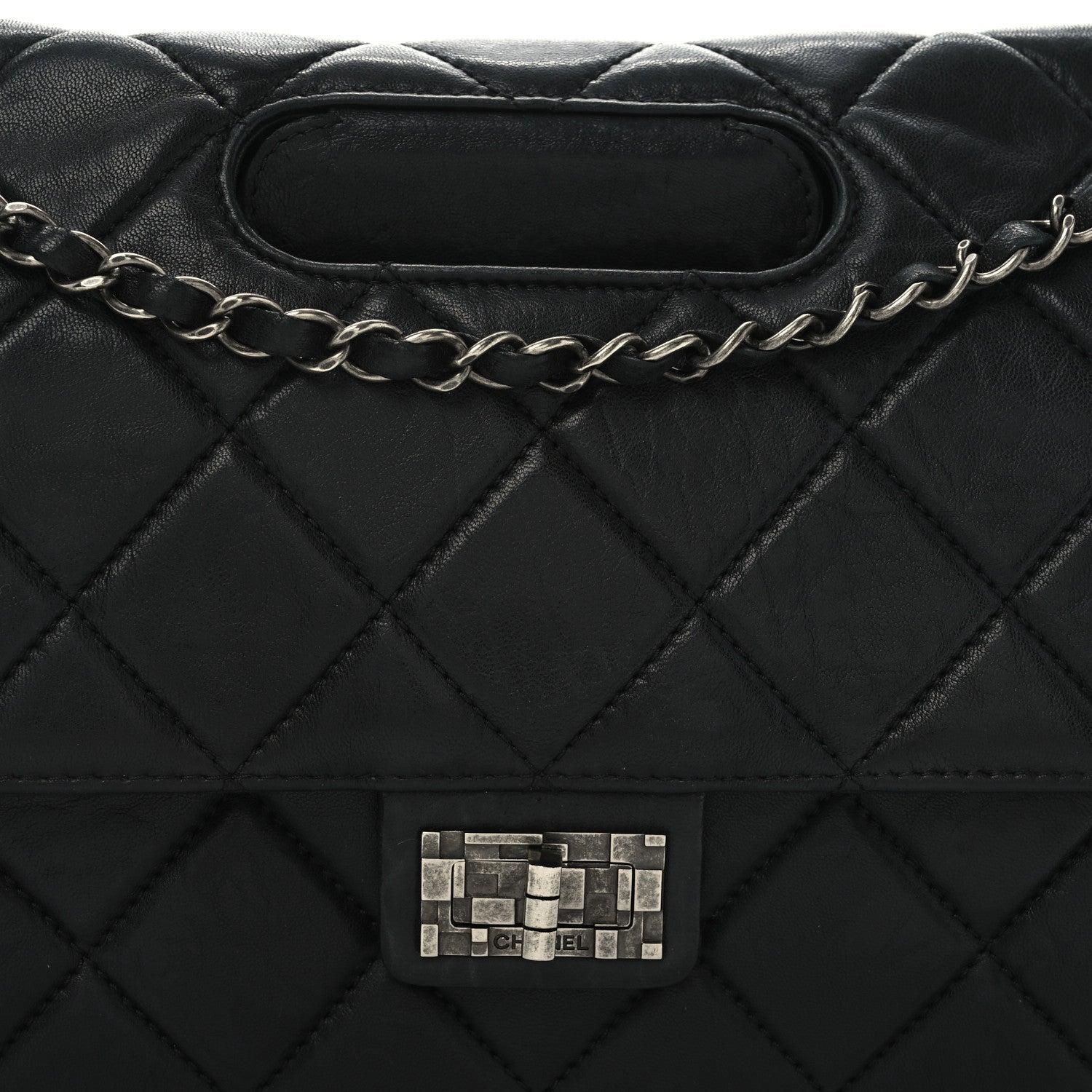 Washed Lambskin Jumbo Take Away Flap Black