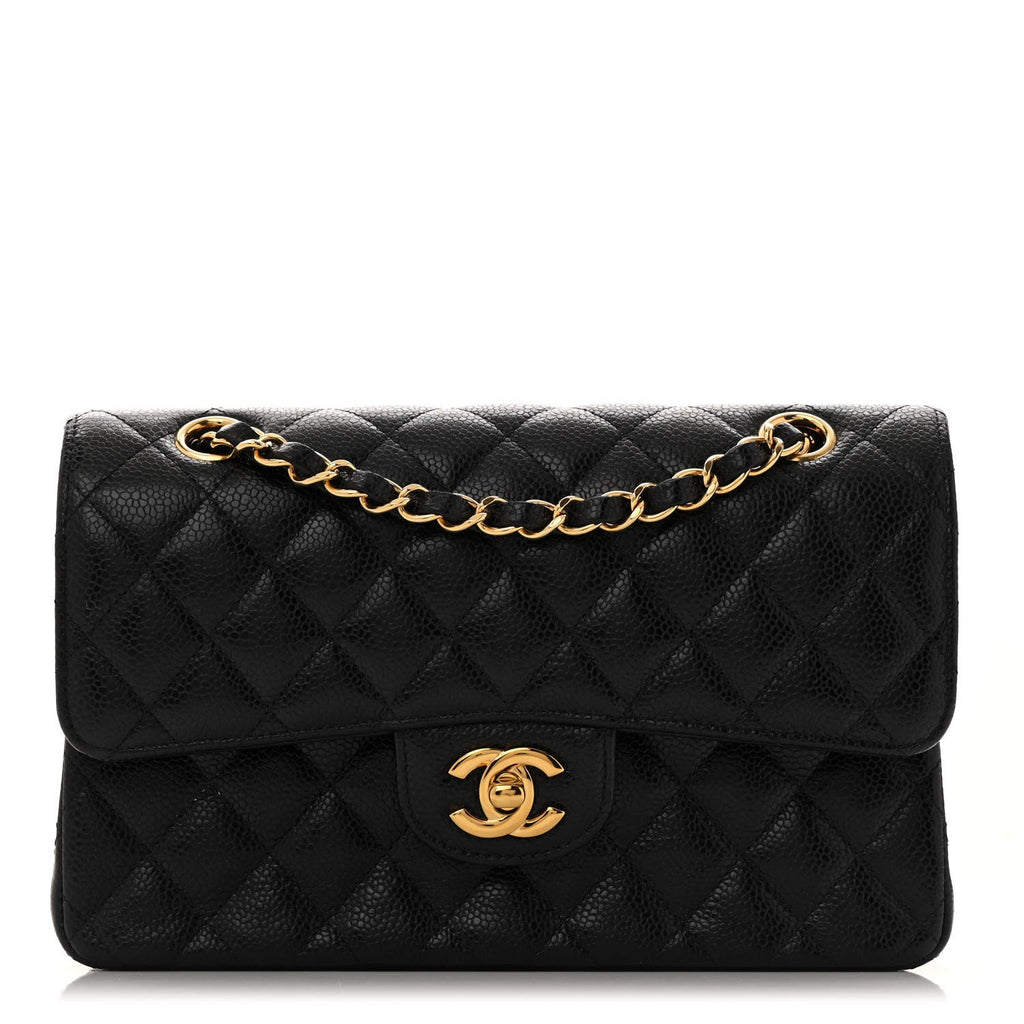 Caviar Quilted Small Double Flap Black