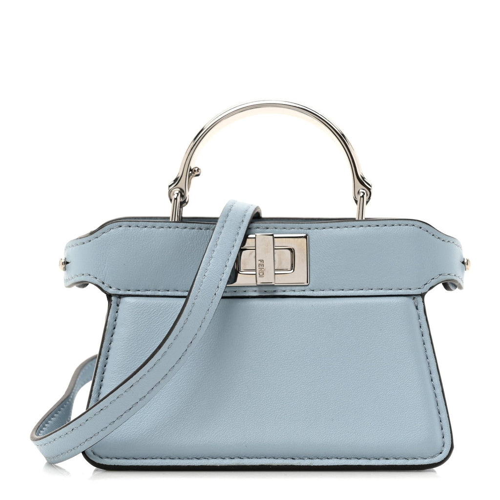 Shiny Nappa Nano Peekaboo Maxi Handle Satchel Azzurro Baby