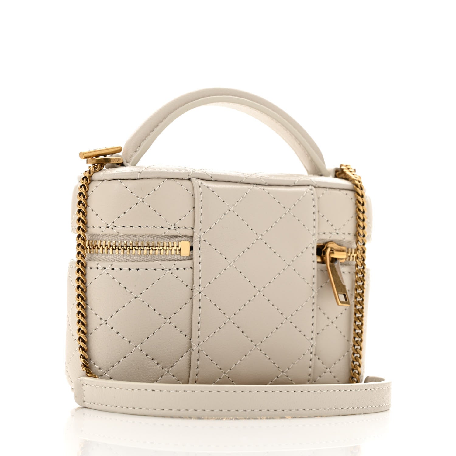Lambskin Quilted Micro Gaby Vanity Case Crema Soft