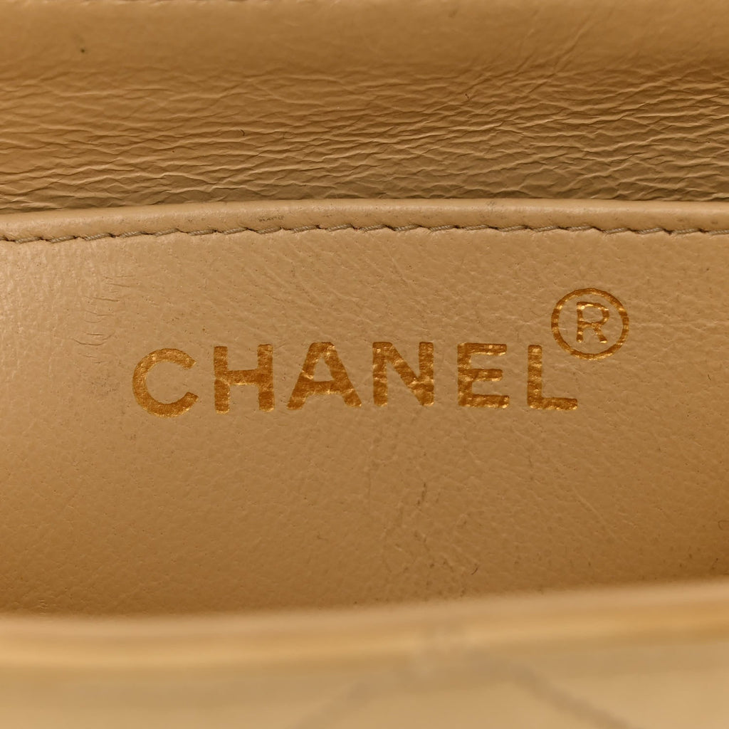 Lambskin Quilted Small Single Flap Beige