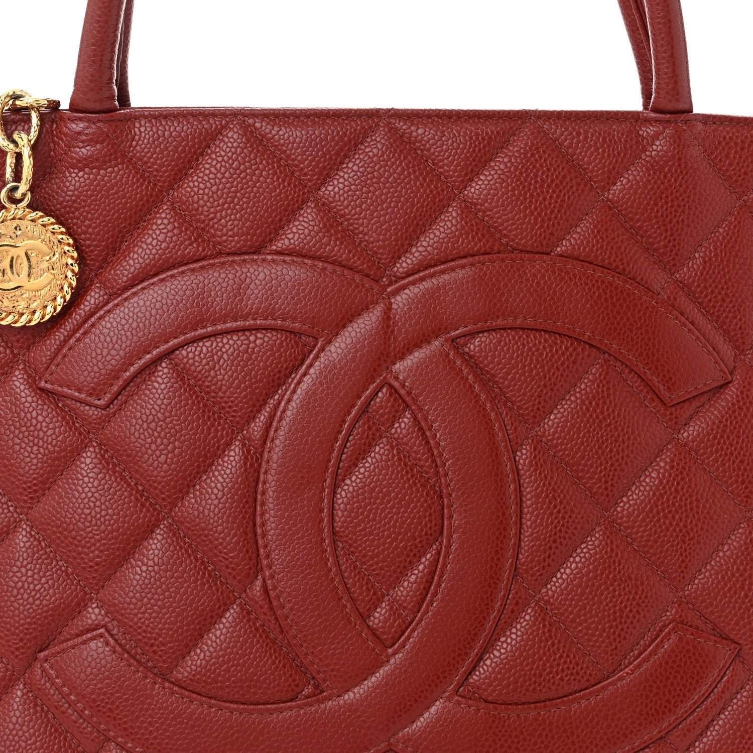 Caviar Quilted Medallion Tote Bordeaux