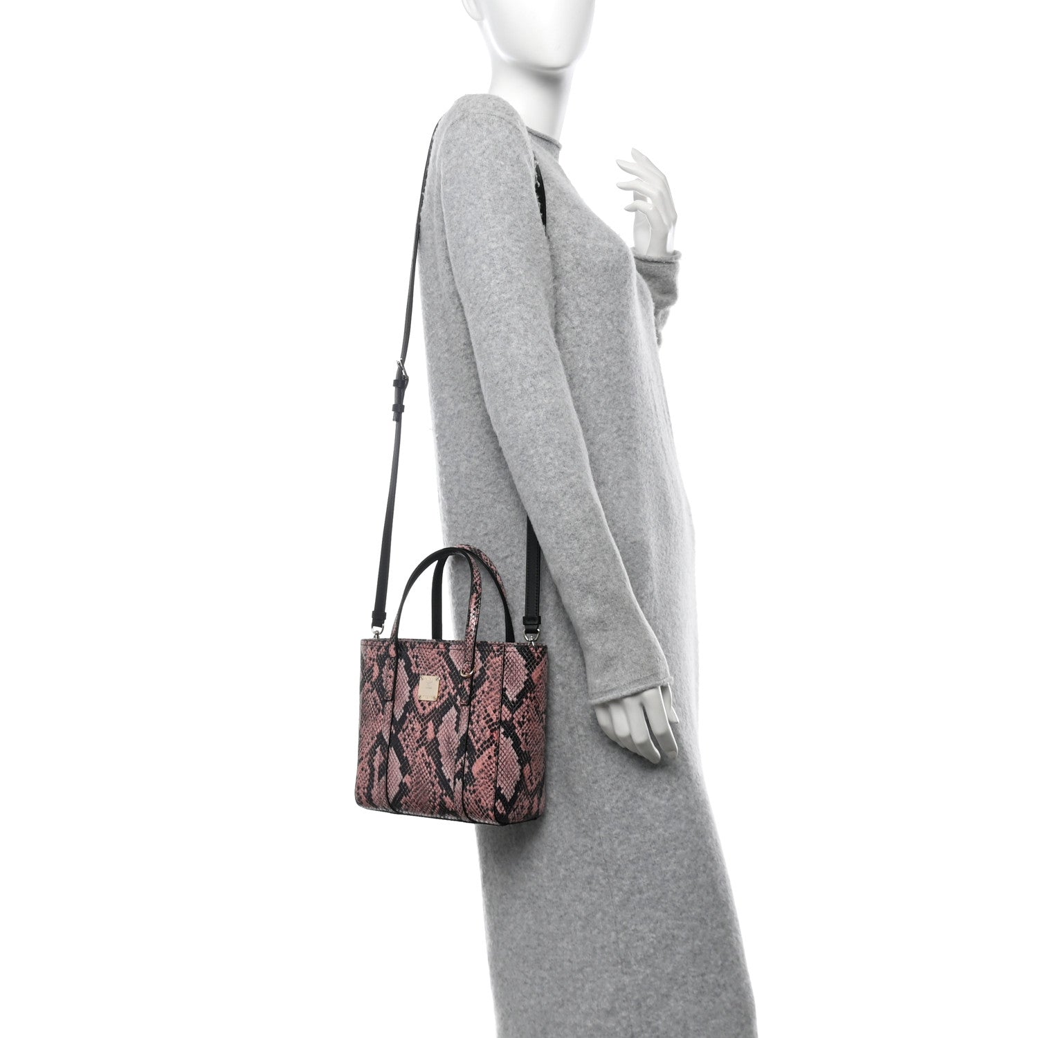 Snakeskin Embossed Mini Toni Shopper Tote Blush Pink