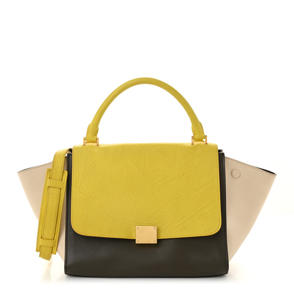 Elephant Calfskin Small Tri-Color Trapeze Yellow