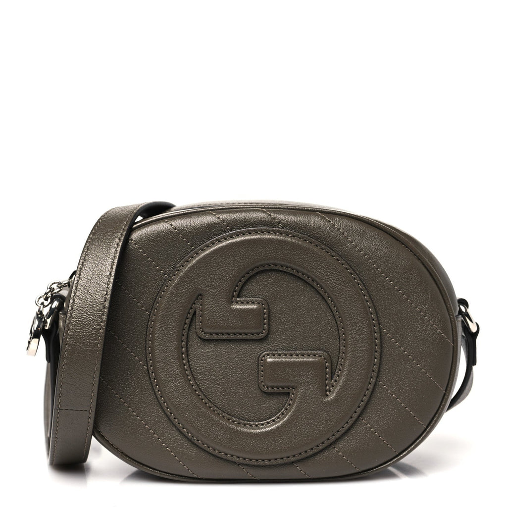 Sakai Be Green Calfskin Diagonal Stitched Mini Blondie Shoulder Bag Craclet Brown