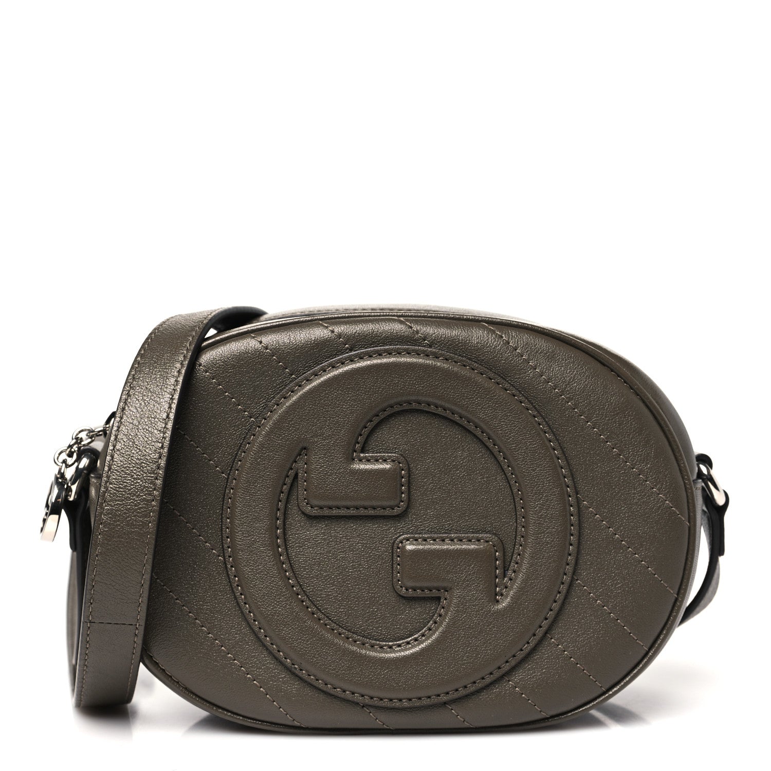 Sakai Be Green Calfskin Diagonal Stitched Mini Blondie Shoulder Bag Craclet Brown