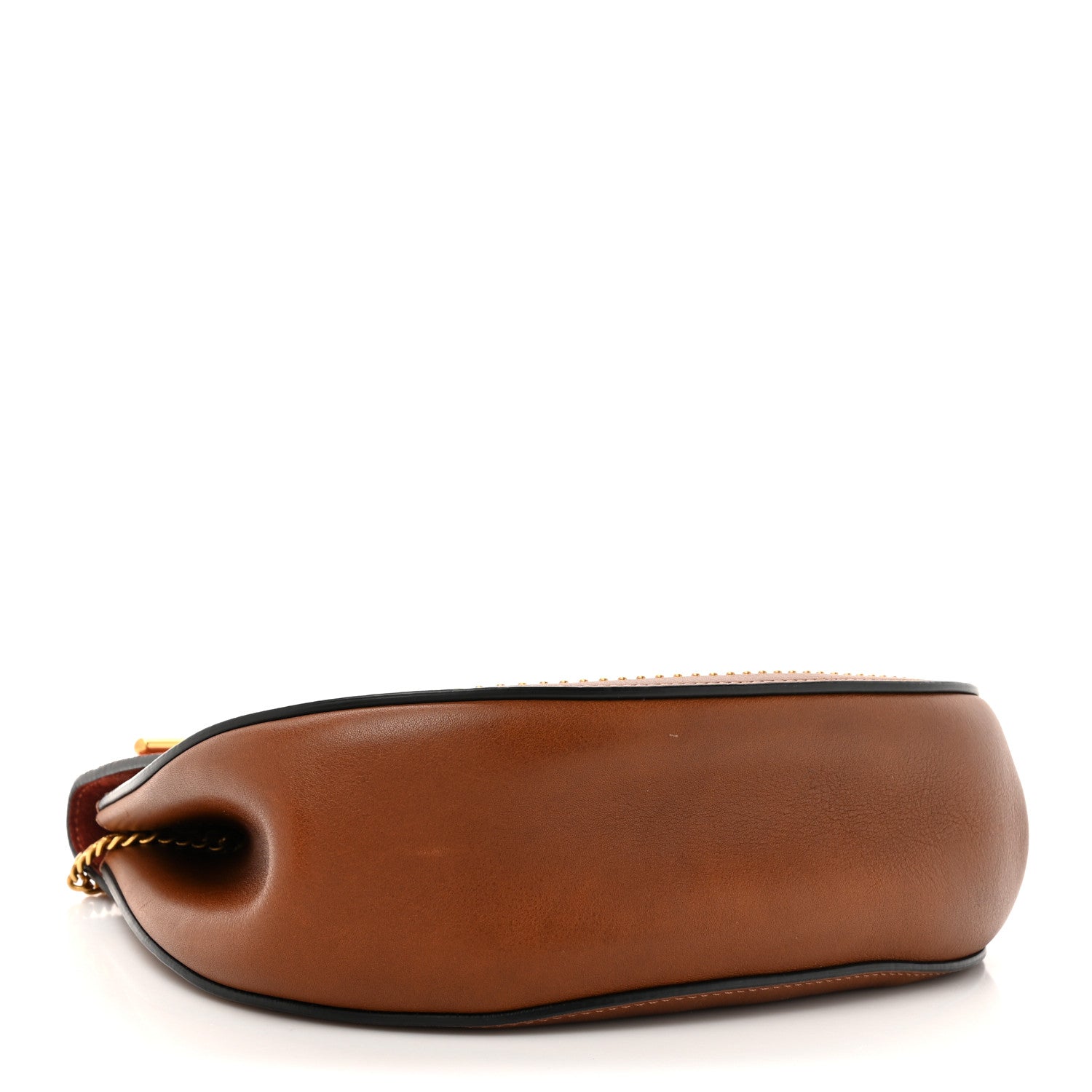 Suede Smooth Calfskin Studded Mini Drew Shoulder Bag Sienna Red Brown
