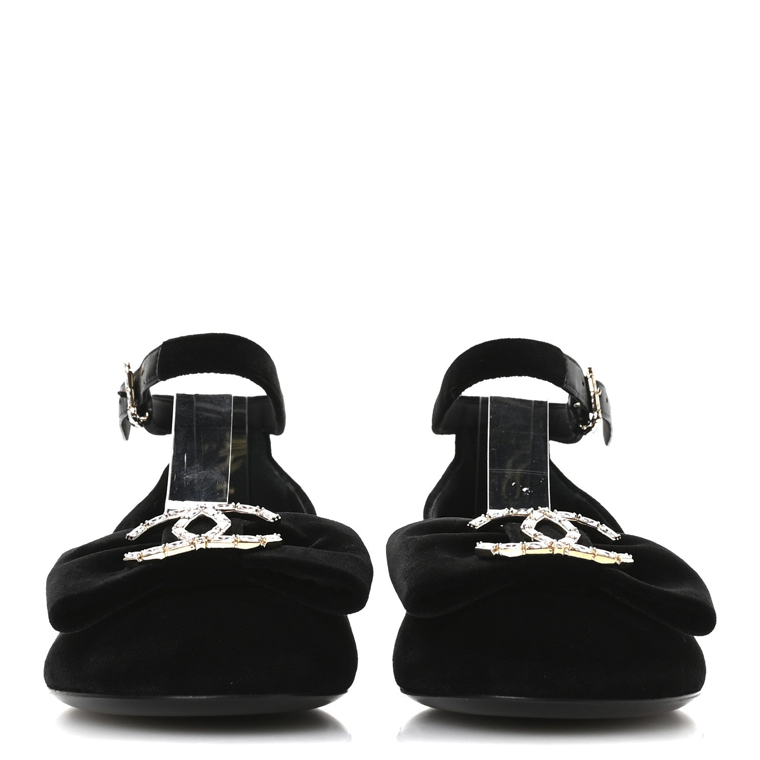Velvet Strass CC Bow Mary Jane Flats 35.5 Black