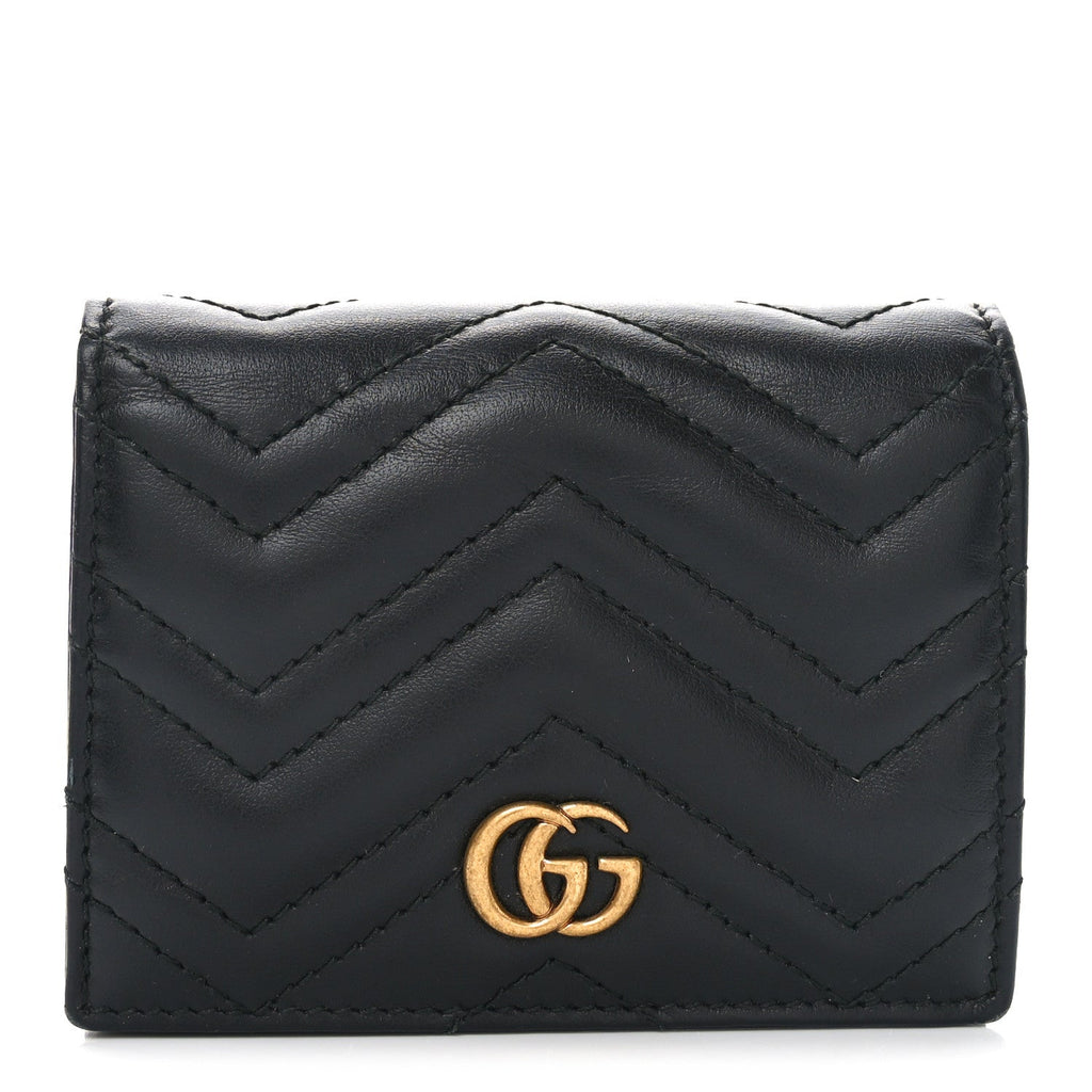 Calfskin Matelasse GG Marmont  Case Wallet Black