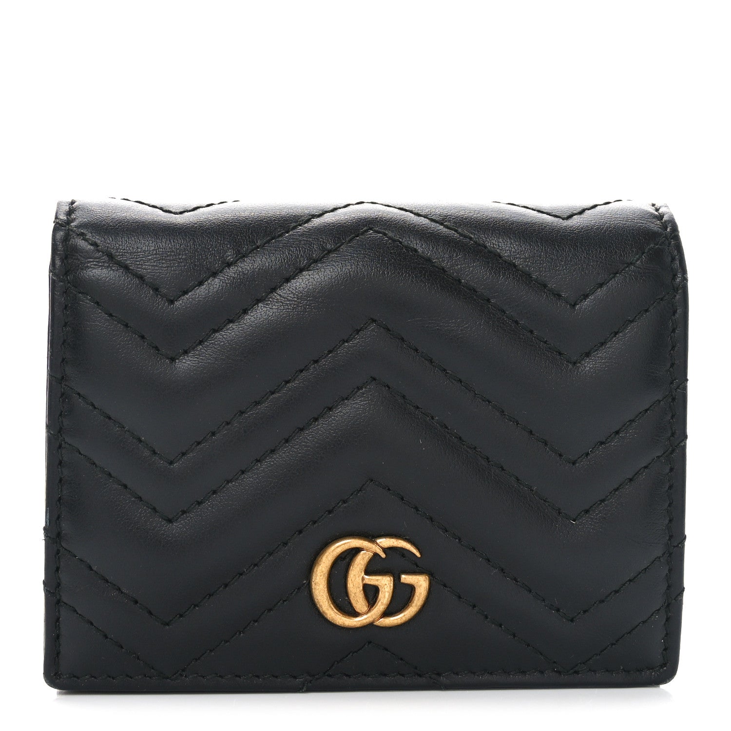 Calfskin Matelasse GG Marmont  Case Wallet Black