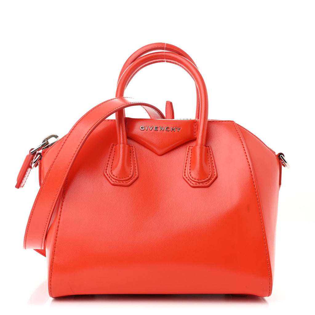 Shiny Lord Calfskin Mini Antigona Bright Orange