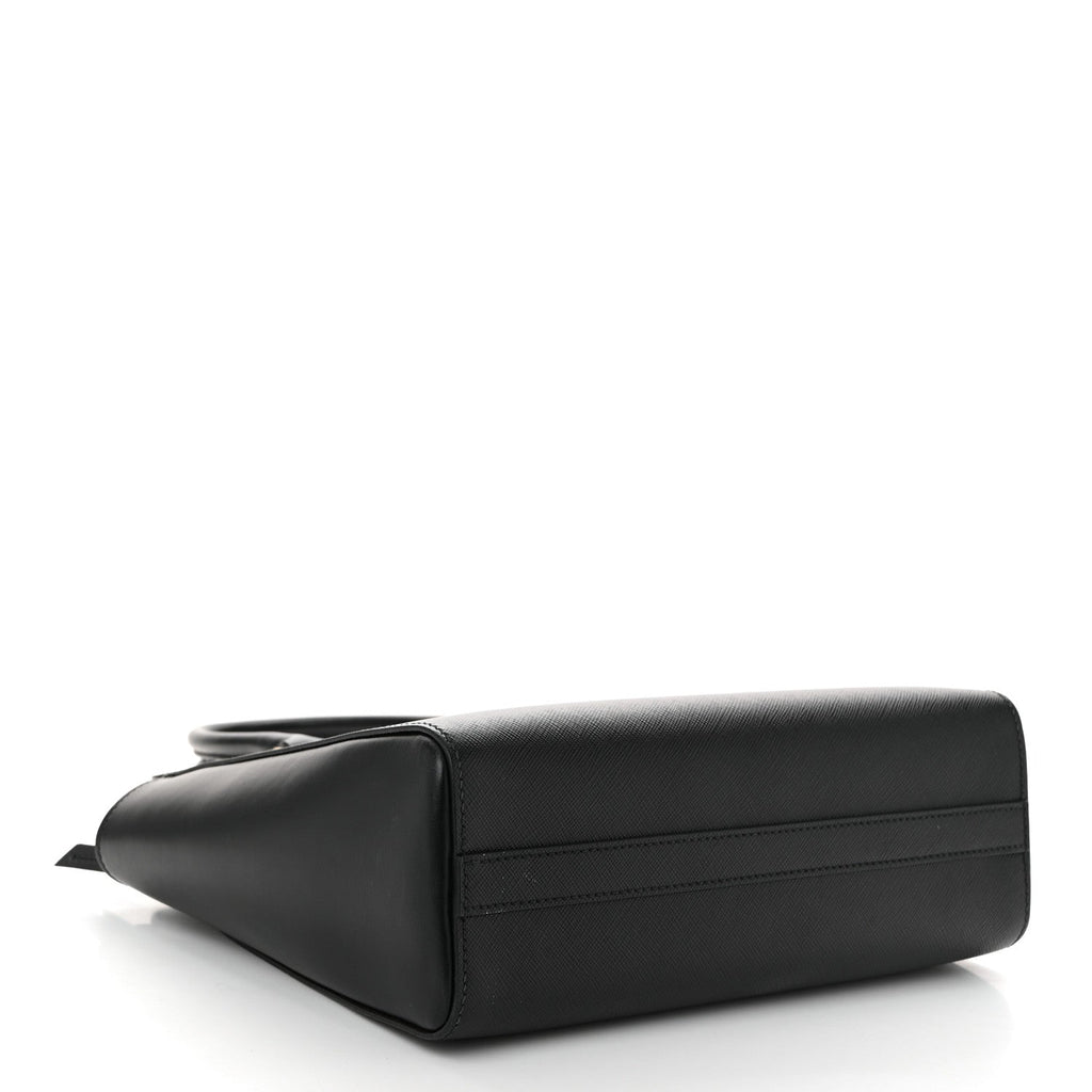 Saffiano Soft Calfskin Small Zippered Tote Black