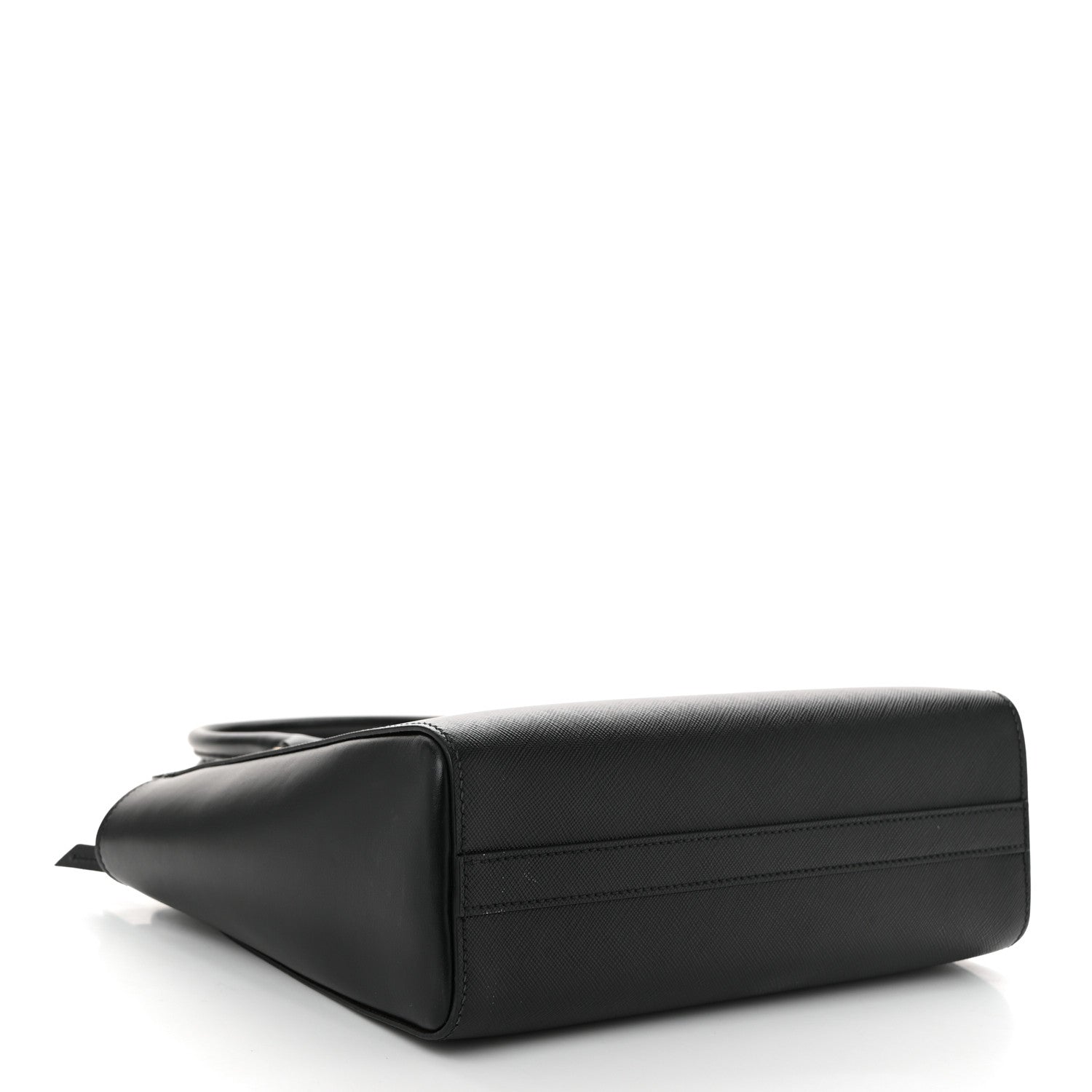 Saffiano Soft Calfskin Small Zippered Tote Black