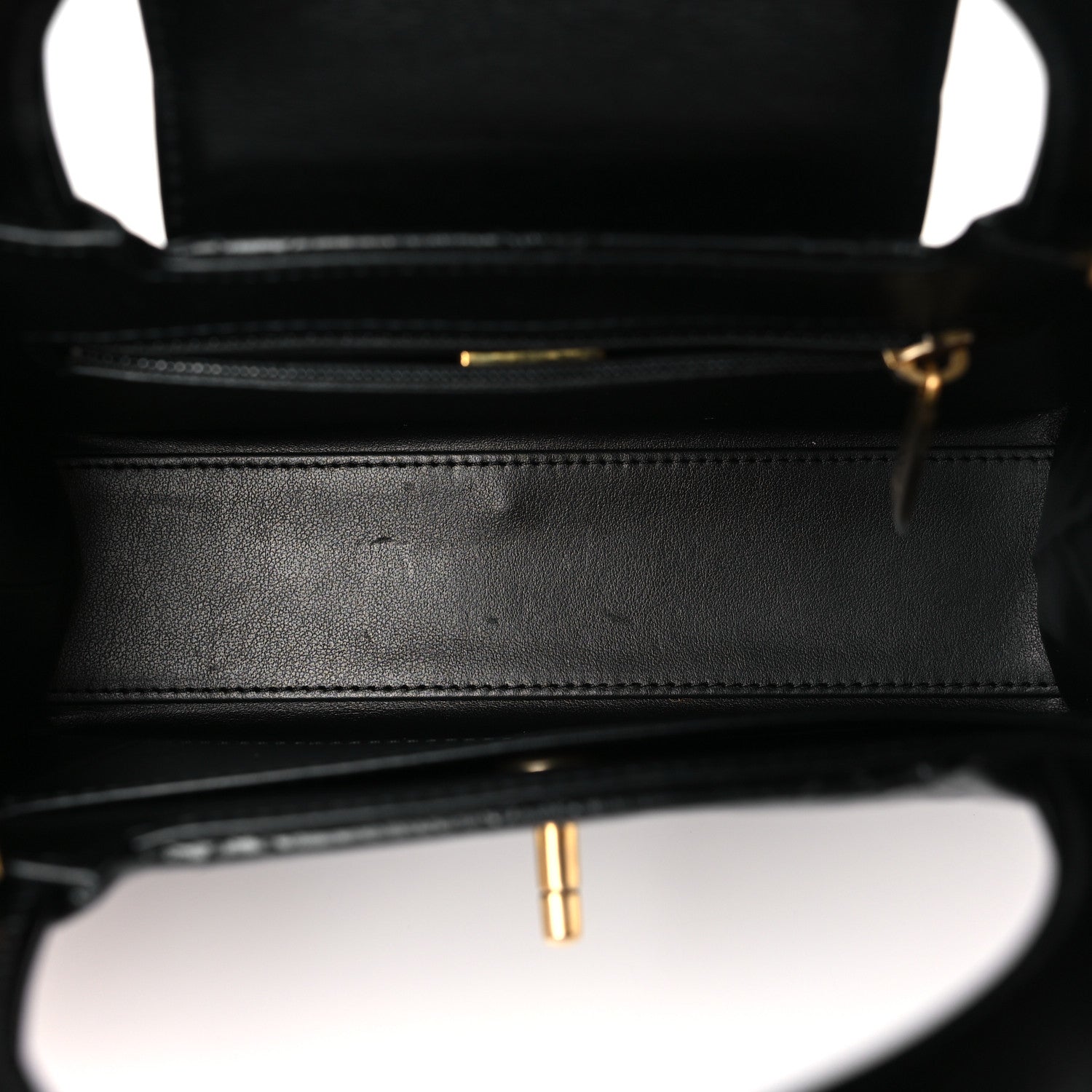 Shiny Aged Calfskin Quilted Nano Kelly Shopper Black
