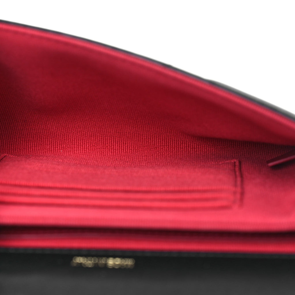 Lambskin Quilted Chanel 19 Flap Clutch Black