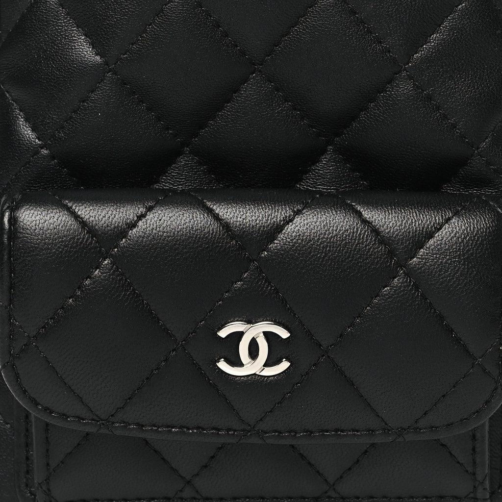 Lambskin Quilted CC Mini Classic Backpack Black