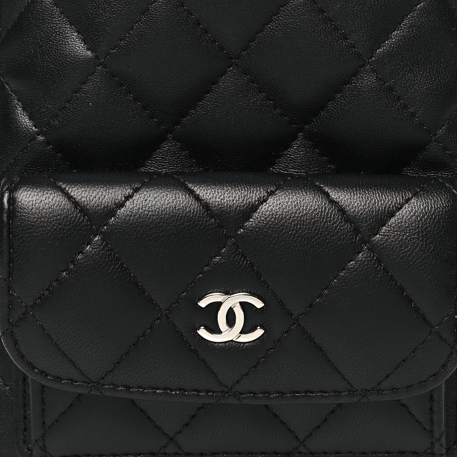Lambskin Quilted CC Mini Classic Backpack Black