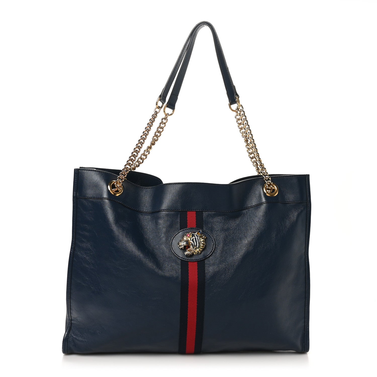 Calfskin Web Large Rajah Chain Tote Blue