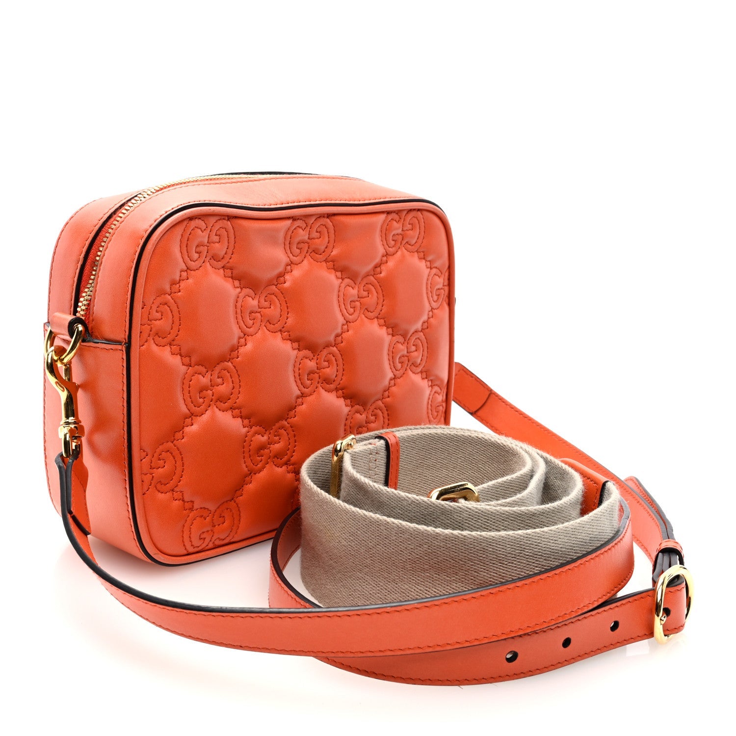 Calfskin GG Matelasse Shoulder Bag Spring Orange Natural