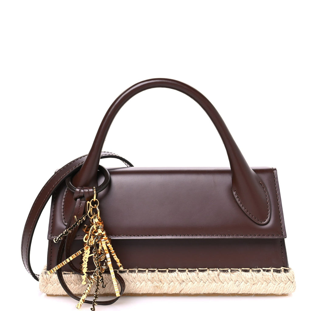 Calfskin Raffia Le Chiquito Long Cordao Brown