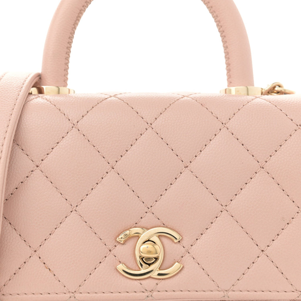 Caviar Quilted Extra Mini Coco Handle Flap Light Pink