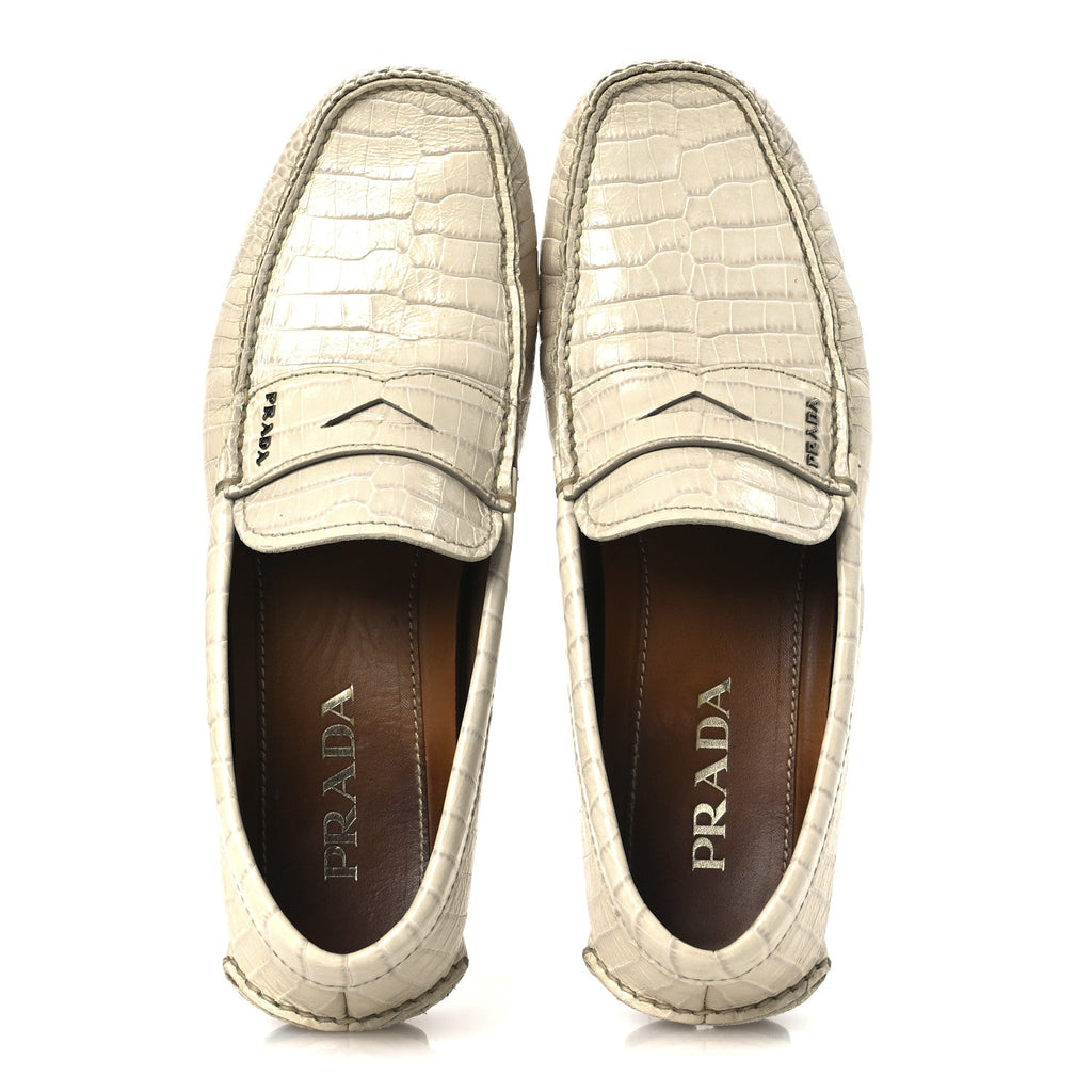 Calfskin Crocodile Embossed Loafers Men's Driving Loafers 8 Cera