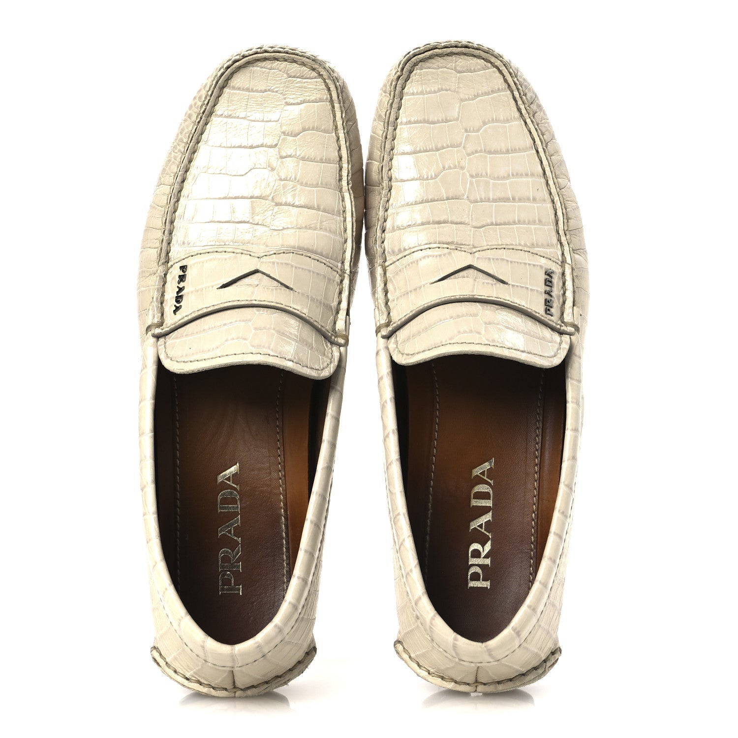 Calfskin Crocodile Embossed Loafers Men's Driving Loafers 8 Cera