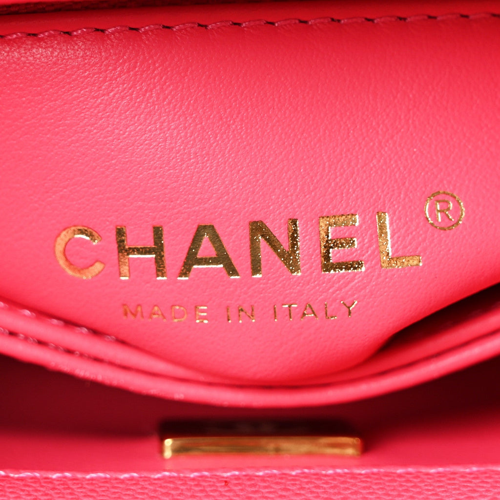Caviar Quilted Extra Mini Coco Chain Handle Flap Dark Pink