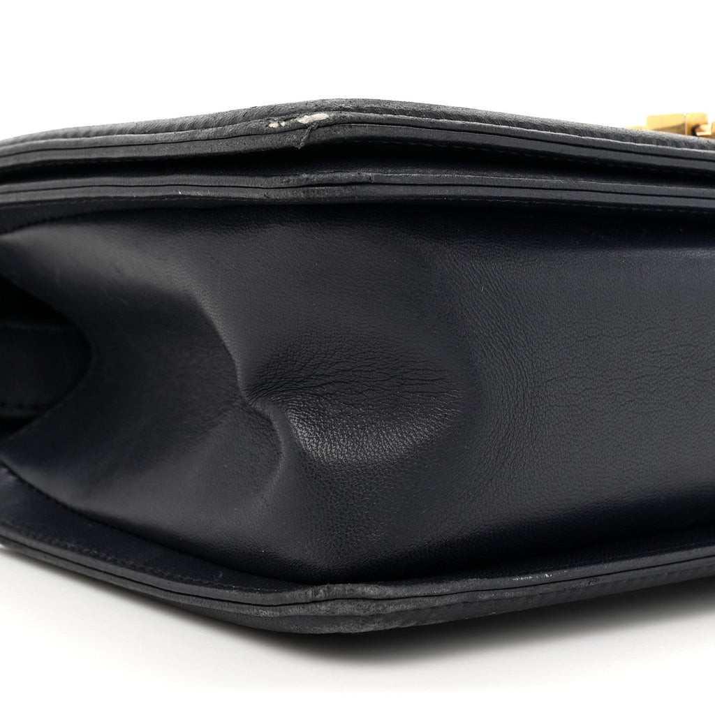Lambskin Quilted Medium Boy Flap Dark Navy