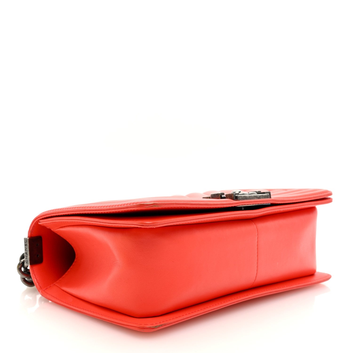 Calfskin Chevron Quilted Medium Boy Flap Red