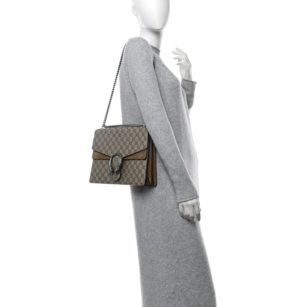 GG Supreme Monogram Medium Dionysus Shoulder Bag Taupe