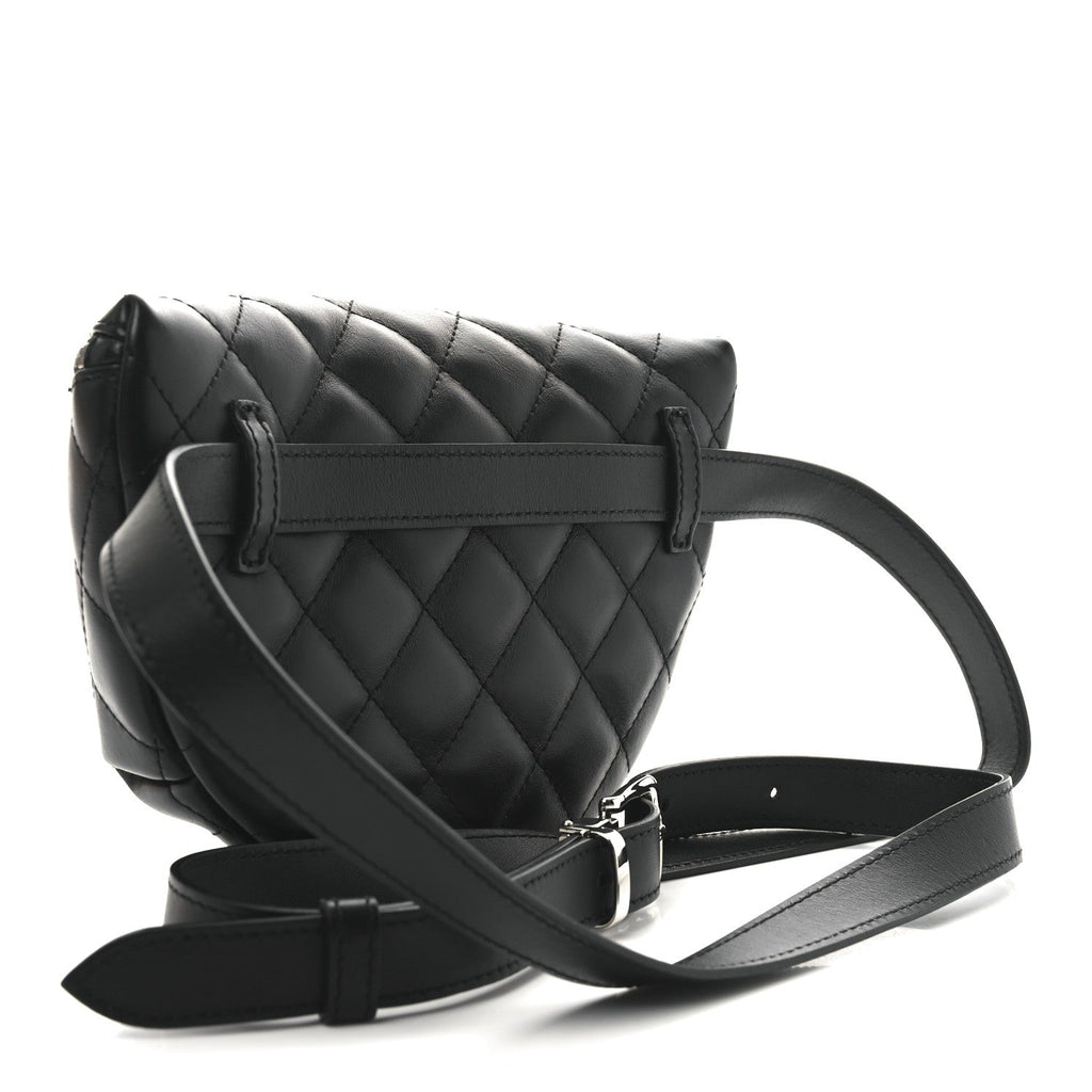 Calfskin Quilted Waist Belt Bag Black