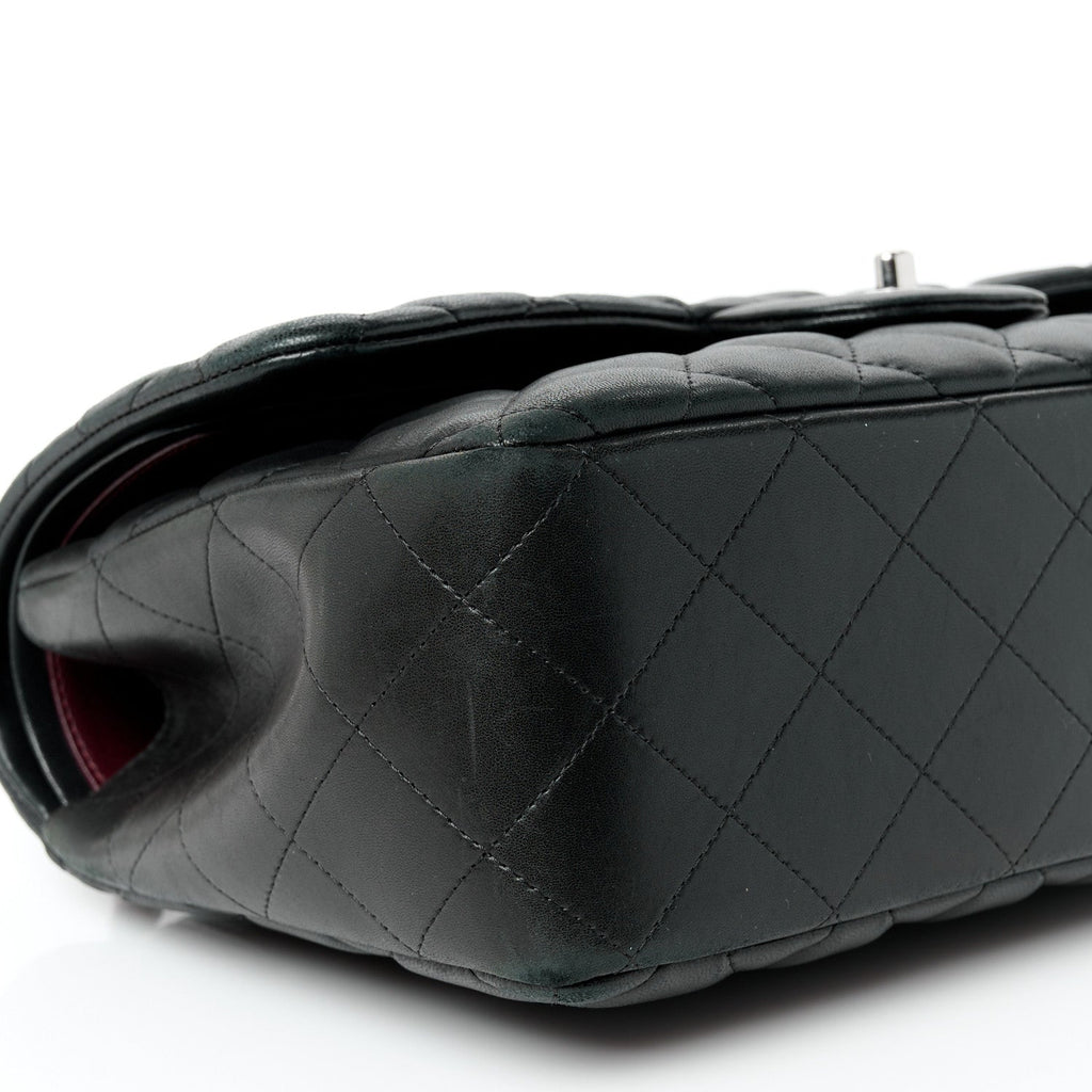 Lambskin Quilted Jumbo Double Flap Black