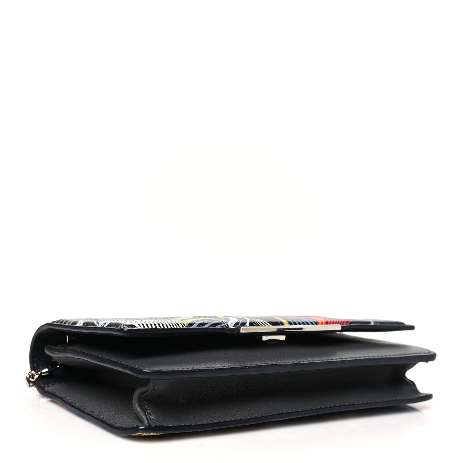 Calfskin Orchid Flamingo Tube Wallet on Chain Black Multicolor