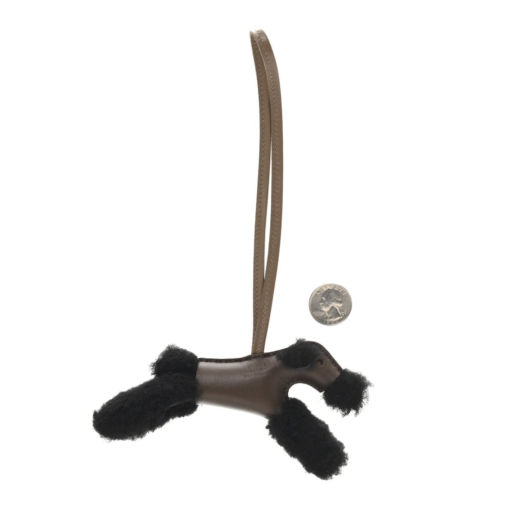 Milo Lambskin Shearling Budy Charm Black Chocolate Etoupe