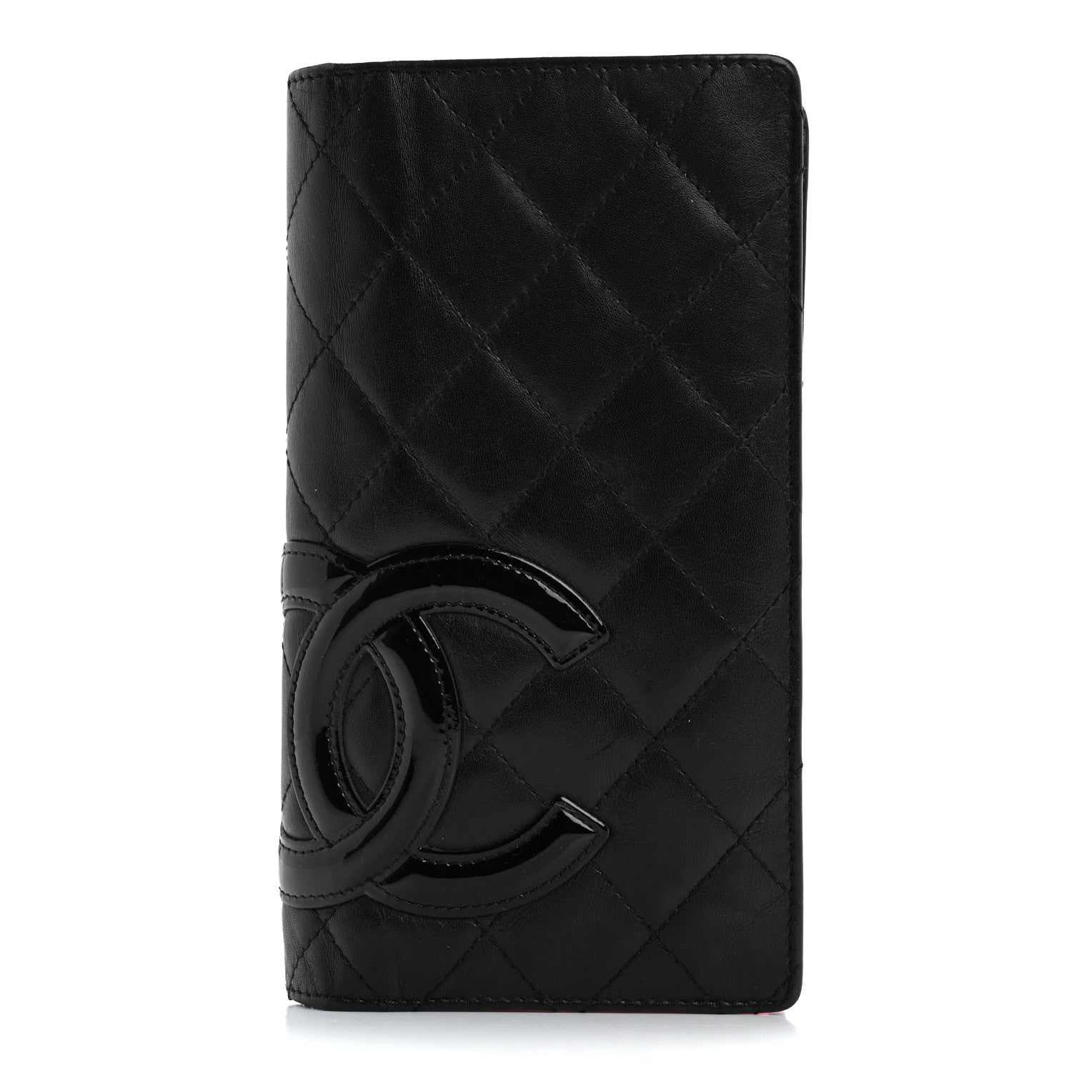 Calfskin Quilted Cambon Yen Wallet Black
