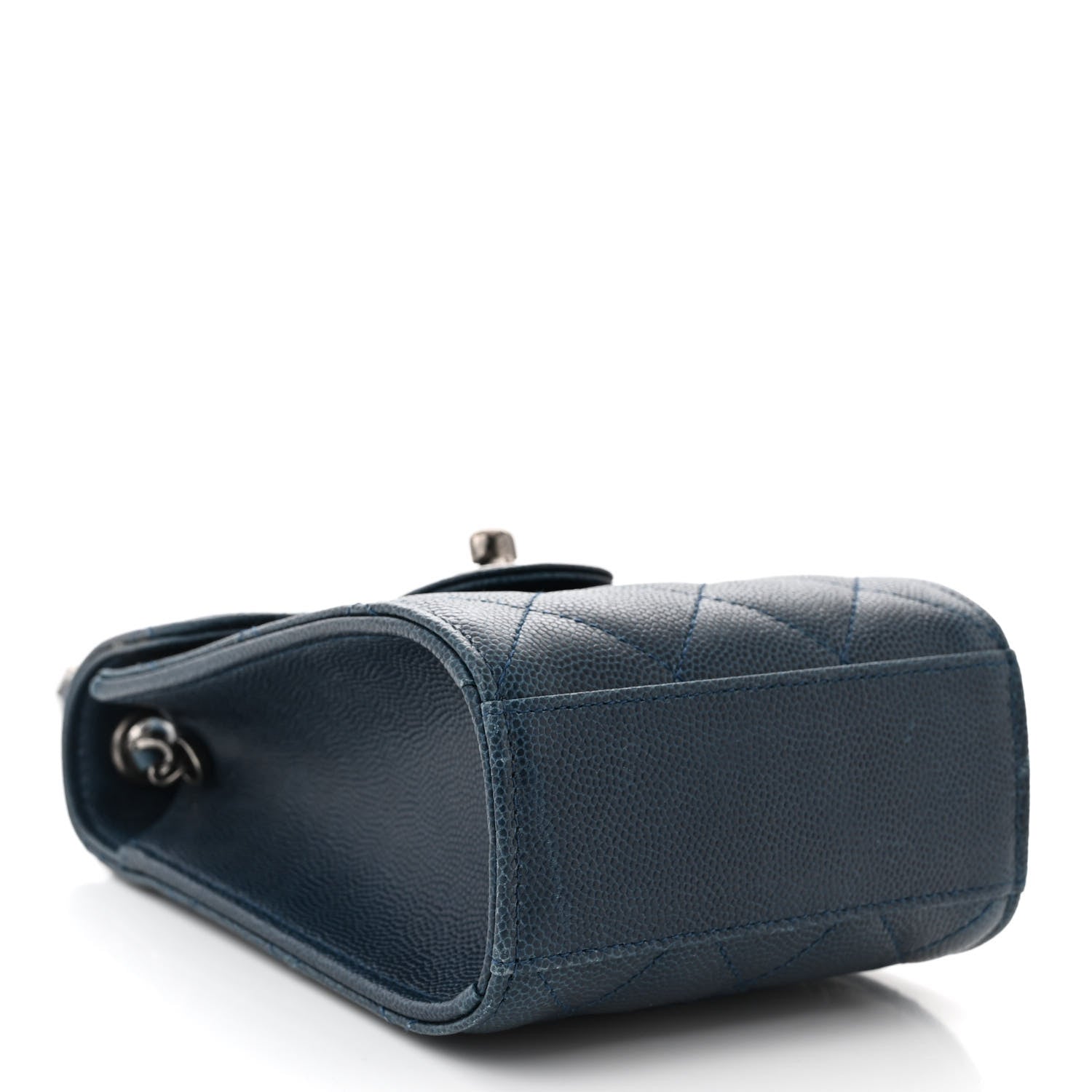 Caviar Quilted Extra Mini Wallet On Chain WOC Blue