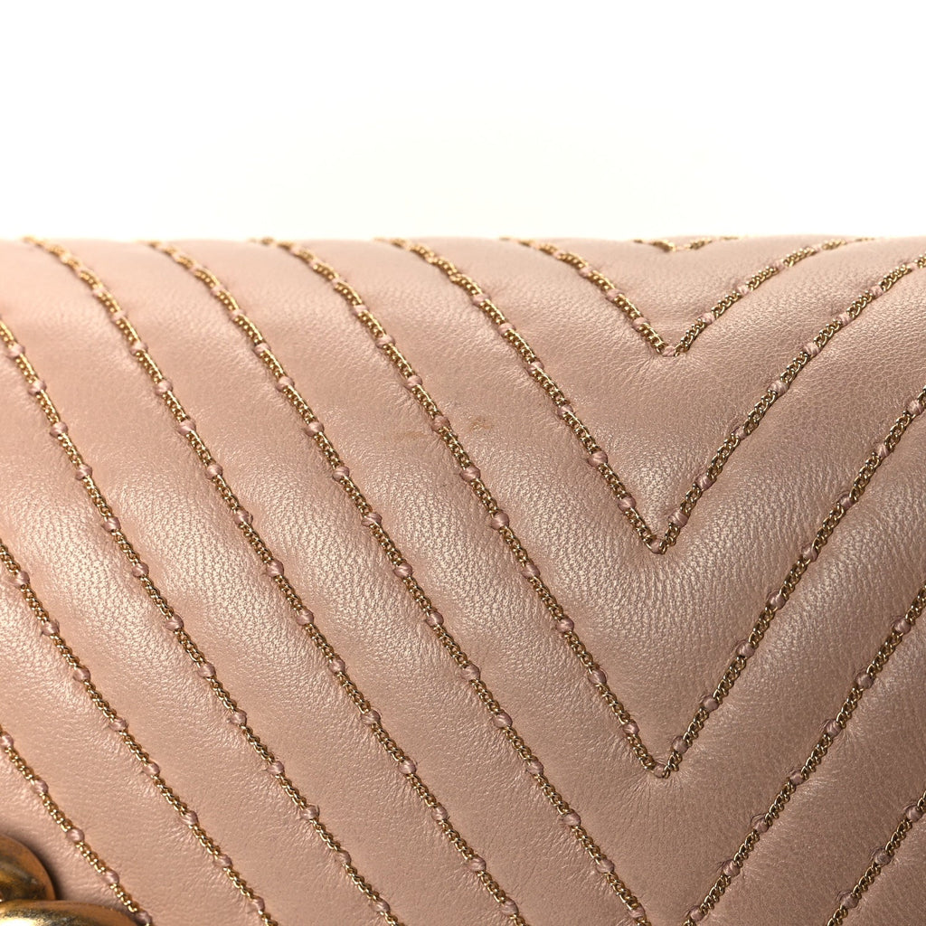 Lambskin Chevron Chain Stitched Medium Boy Flap Beige